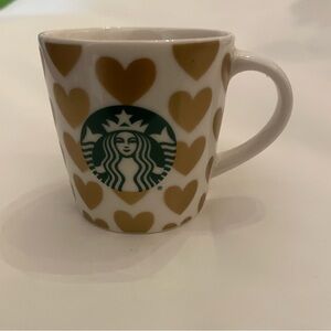 Starbucks Coffee Demitasse Cup 2015 Gold Hearts Espresso Mug Mini 3oz